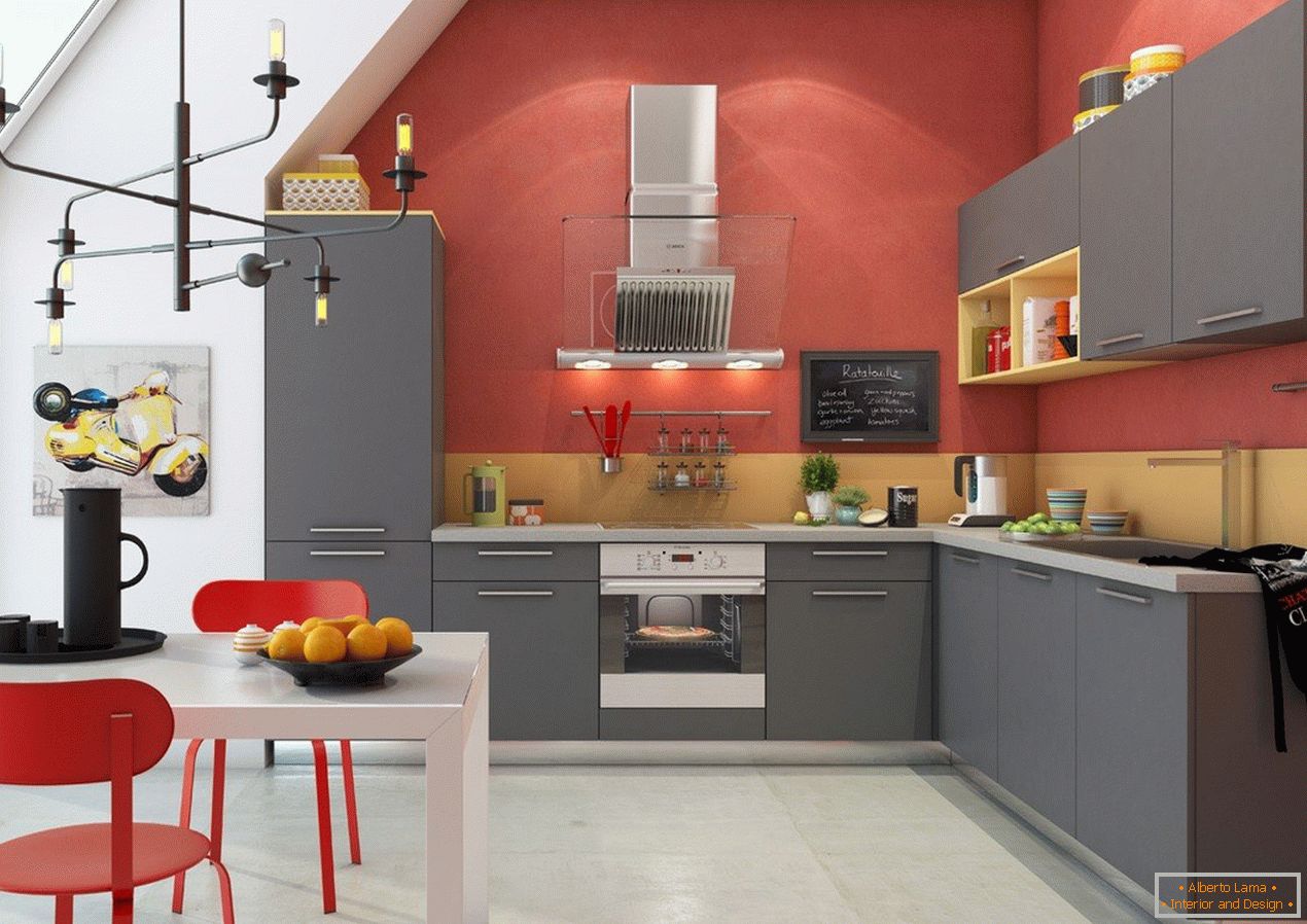 Кујна-трпезарија дизајн во приватна куќа со панорамски прозорци
