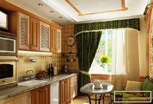 кујна дизајн со балкон и троседот слика, слика 31