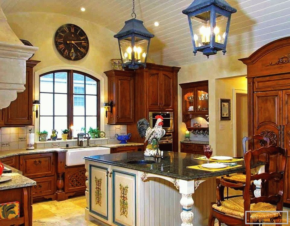 Светли бои во внатрешноста на кујната во стилот на земјата