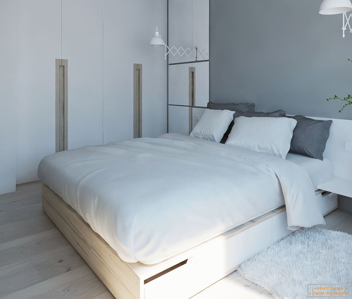 Спална соба во бело-сива палета