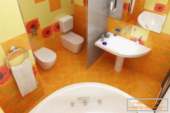 Дизајн на комбинираната бања - слика во светли бои