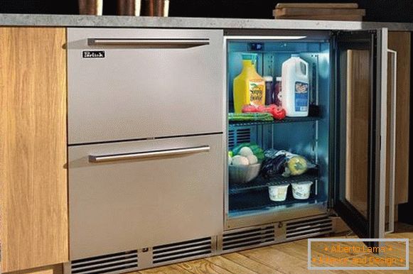 дизајн на мала кујна со фрижидер слика, фото 36