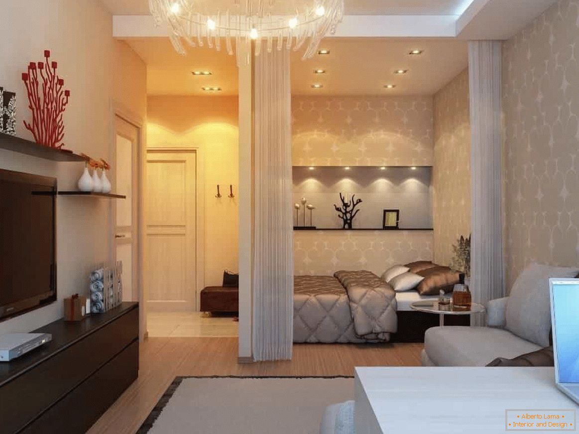 Дизајн на еднособен стан со спална соба