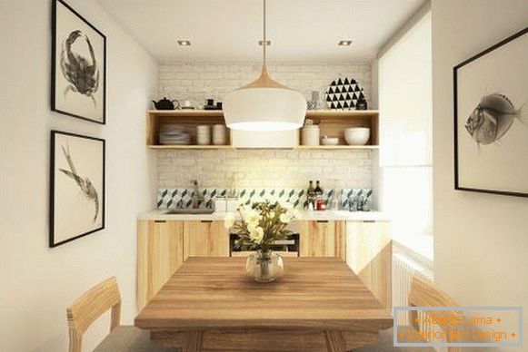 Мала кујна во дизајнот на стан од 40 квадратни метри