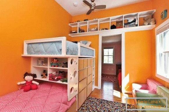 Дизајн на еднособен стан со две деца - внатрешноста на расадник