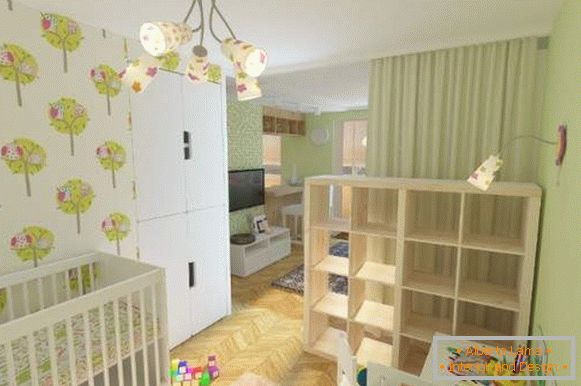 Дизајн на еднособен стан за семејство со дете