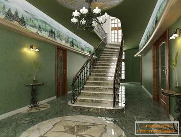 ходникот дизајн во приватна куќа со скалила, фото 15