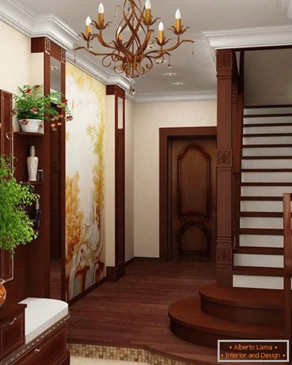 Дизајн на мал ходник во приватна куќа со скалила на 2-ри кат