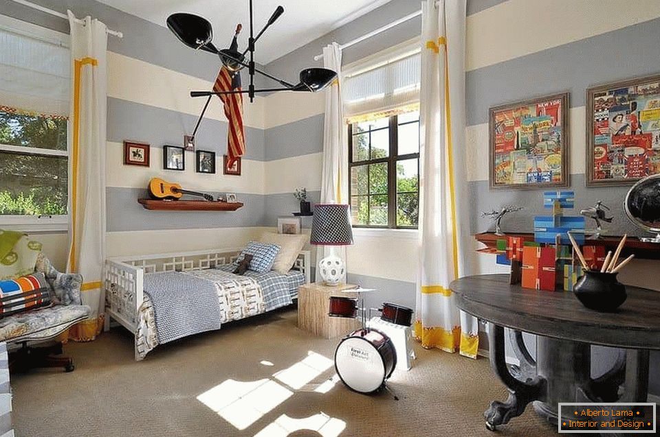 Спална соба дизајн за момче разделенной на зоны