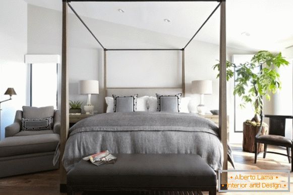 Едноставен дизајн на спална соба во еко-стил