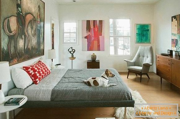 Стилски мебел за спална соба во стилот на минимализмот на 60-тите