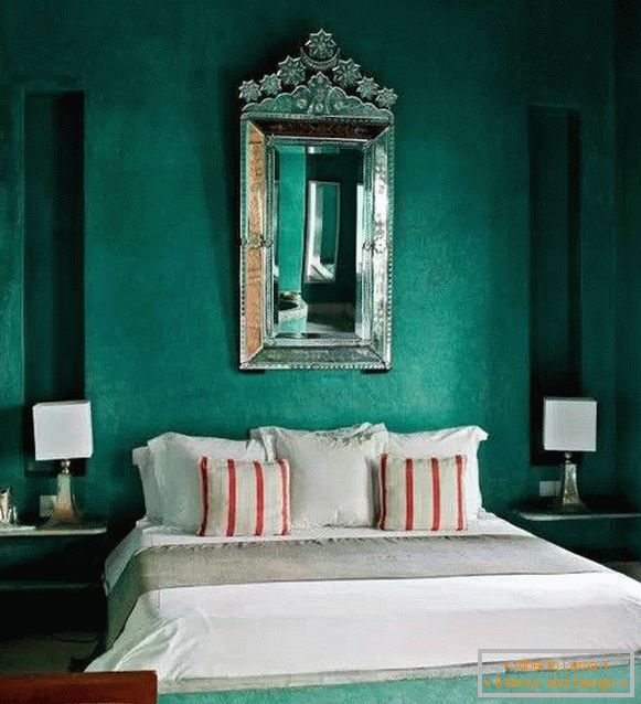 Зелена спална соба во луксузен стил