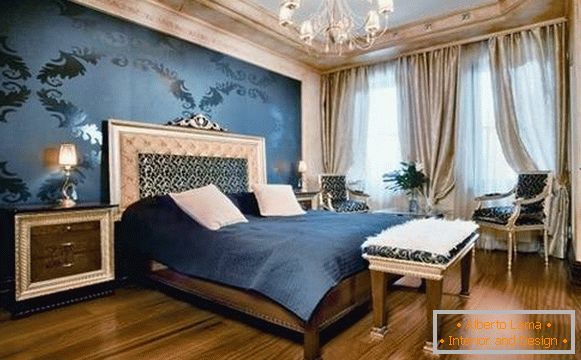 Сафир сино во дизајнот на спалната соба