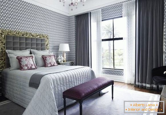 Дизајн позадина за спална соба во стил на луксуз