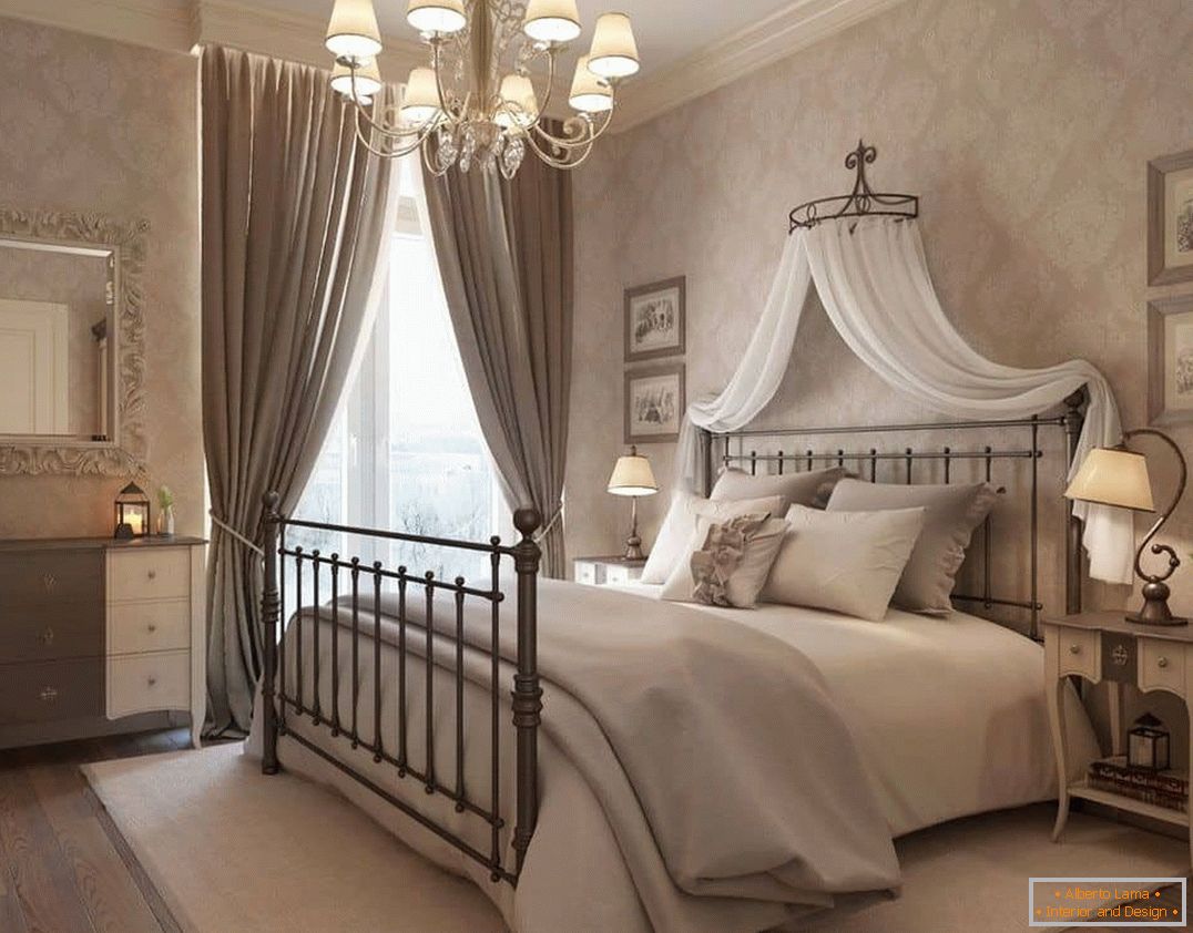 Романтична спална соба дизајн во класичен стил