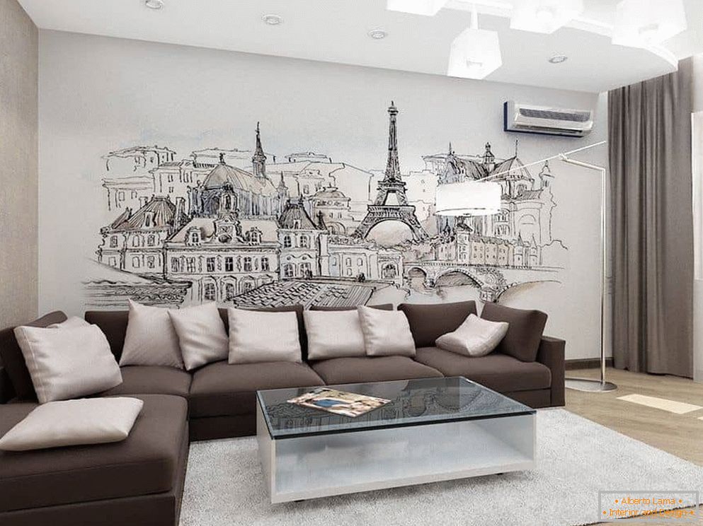 Дизајн на дневната соба со декорација на ѕидови