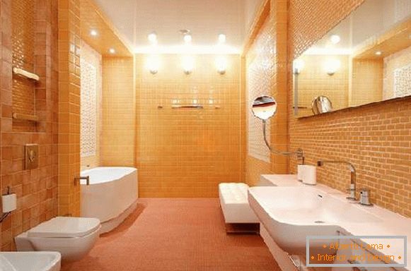 дизајн на тесна бања во комбинација со тоалет, фото 36