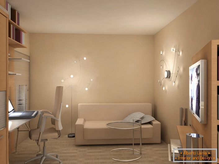 Пример за добро избрано осветлување за соба во стилот на еклектицизам.
