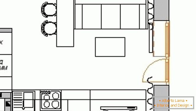 План кујна-дневна соба во мал стан