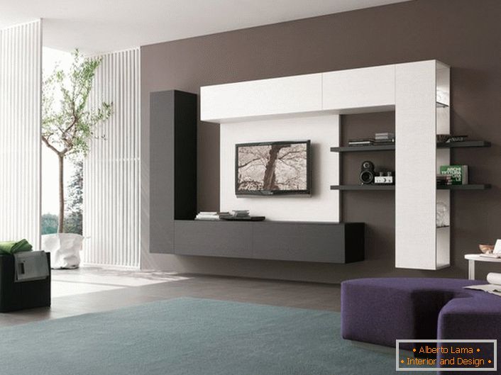 Интересна комбинација на бел и црн мебел во стил