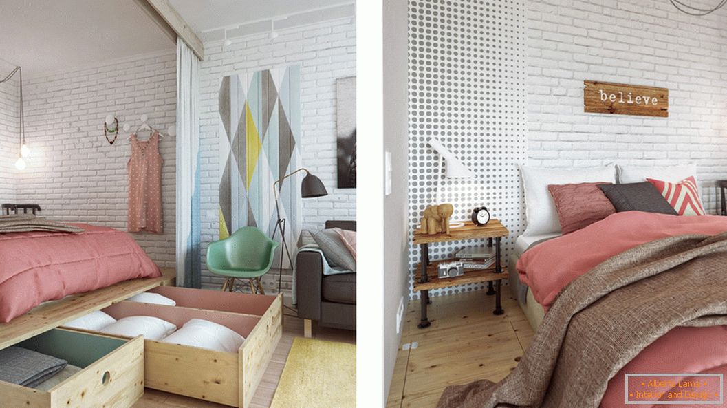 Спална соба дизајн во мал стан во Москва