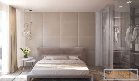 Модерен дизајн на спална соба со гардероба - фото