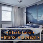 Сина спална соба дизајн за млад пар