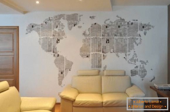 Светска карта на ѕидот со свои раце