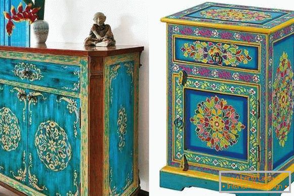 Индиски мебел со рачно насликана матрица