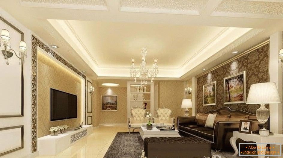 Светла и пријатна дневна соба во класичен стил