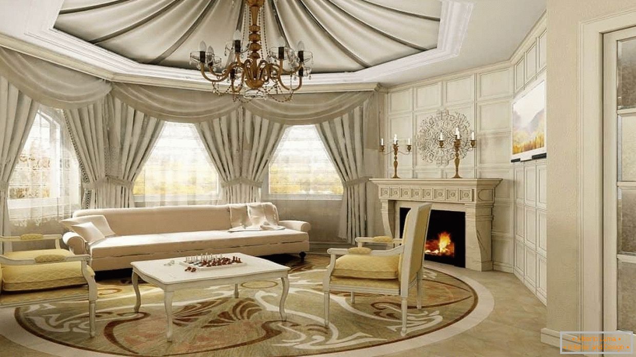 Дизајн на дневната соба со ткаенини во класичен стил