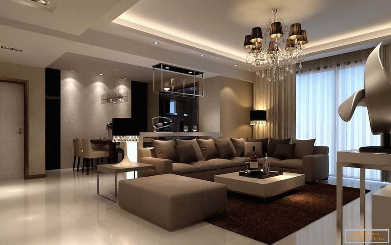 Модерен дизајн на дневната соба во класичен стил