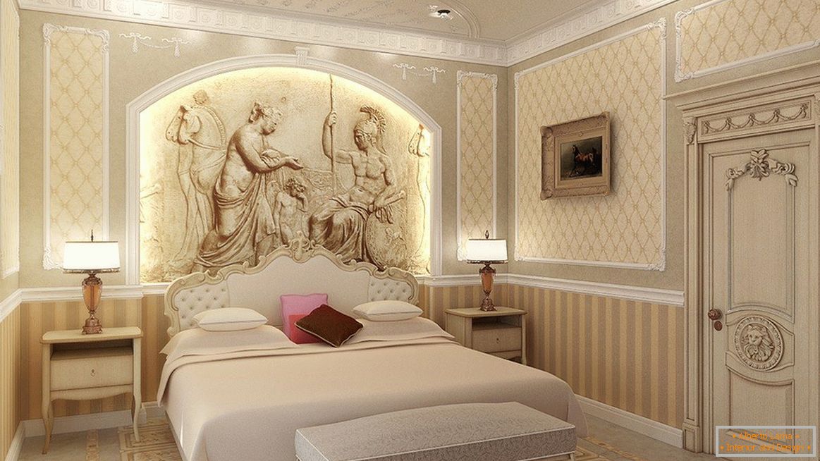 Спална соба со панел на ѕидот