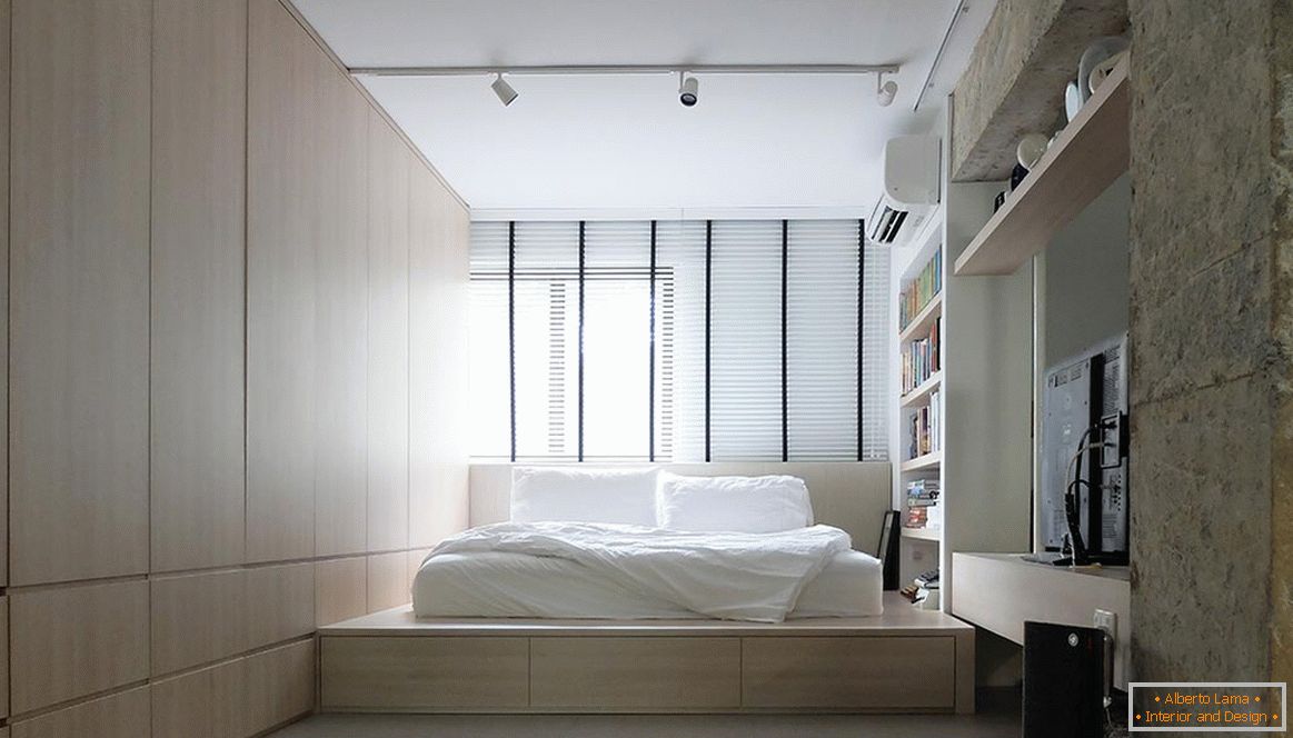 Спална соба за внатрешни работи во мал стан