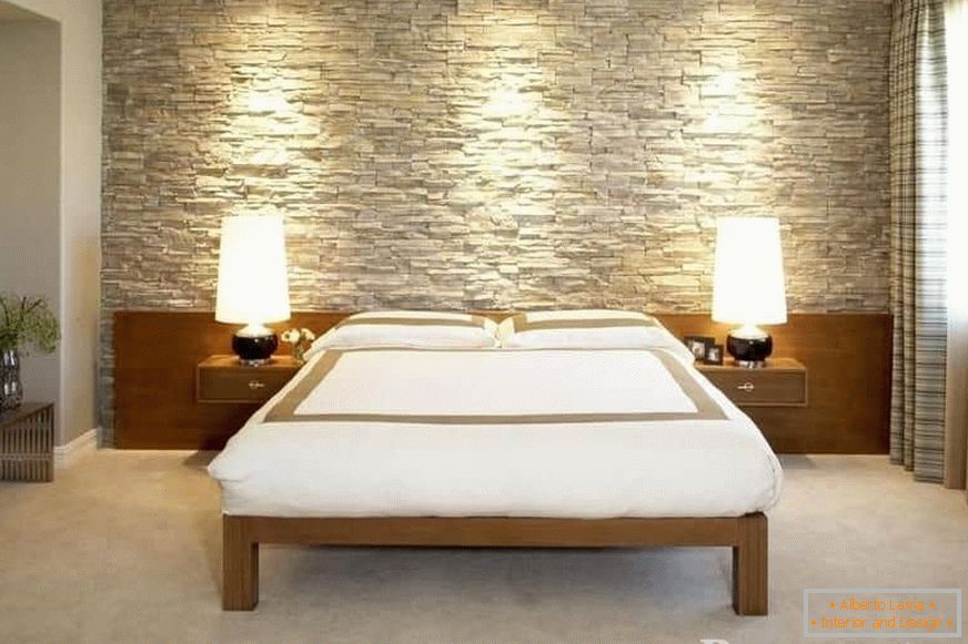 Камен ѕид во спална соба во скандинавски стил