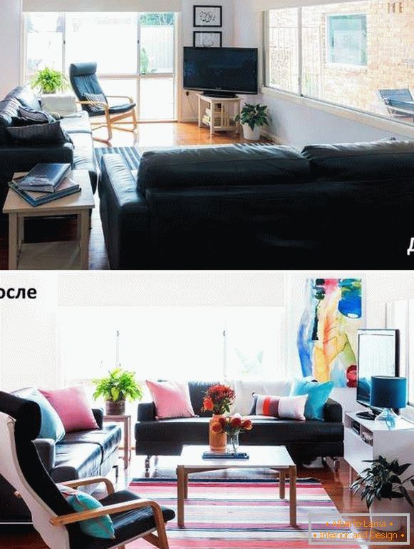 Правилен распоред на дневната соба - фотографии пред и потоа