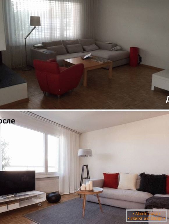 Колку убаво е да се организира мебел во салата - фотографии пред и потоа