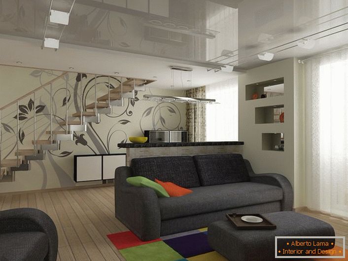 Метално скалило - одлична опција за дизајн на двособен стан во кој било стил.