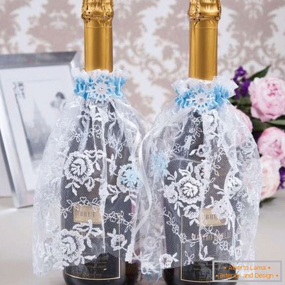 Како да се украсуваат свадба шише шампањ - идеи со свои раце