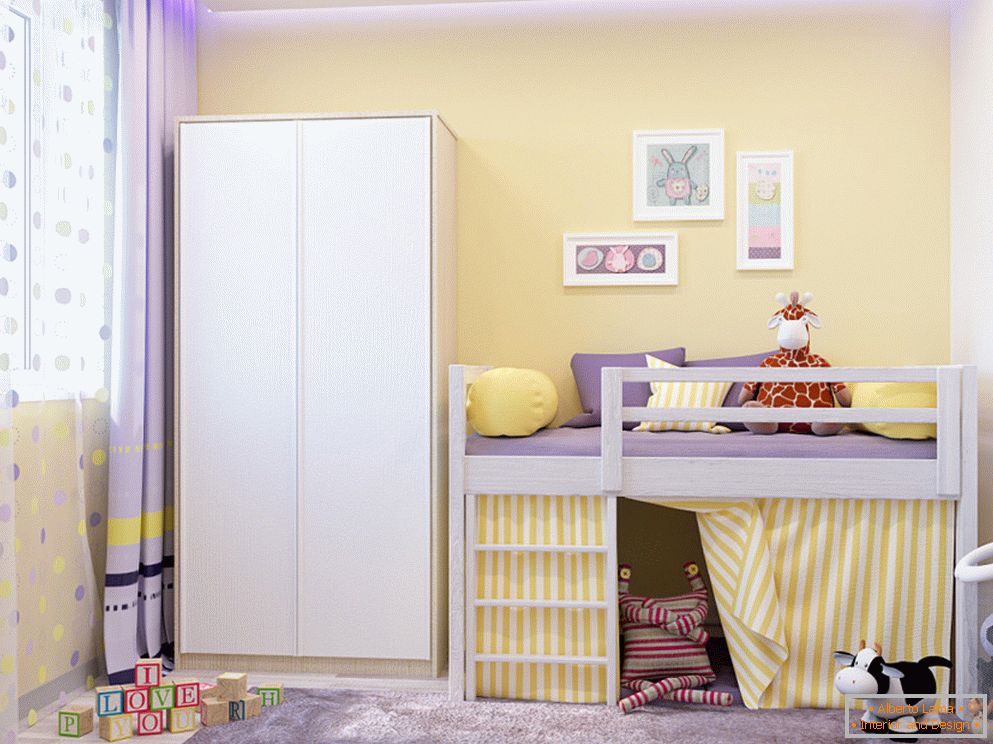 Жолта ѕидови во мала детска соба