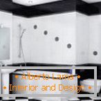 Црно-бело кафез во бања дизајн