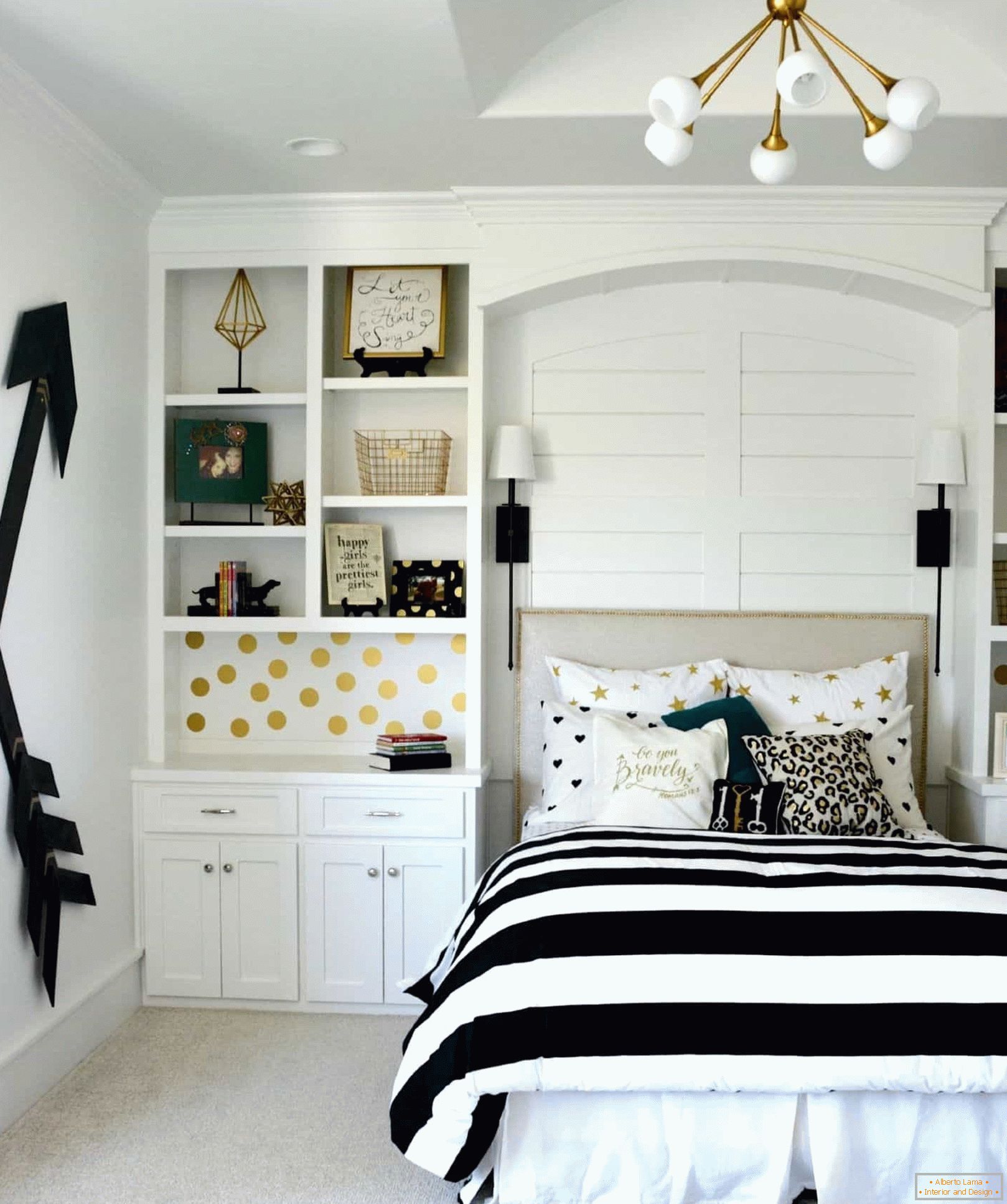 Црно-бела соба дизајн за тинејџерка