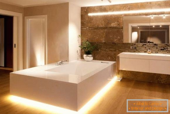 Прекрасен дизајн за бања со вградено LED позадинско осветлување