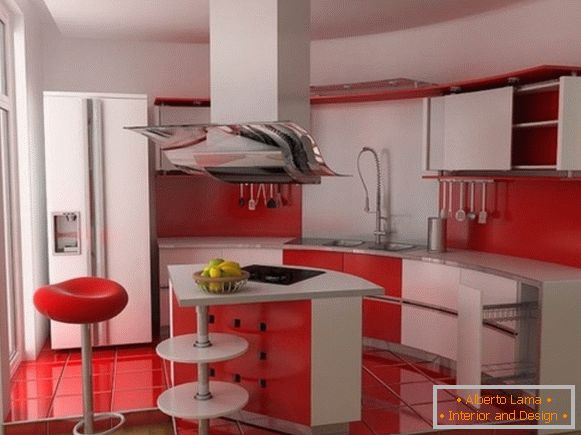Дизајн на црвена кујна Фото 21