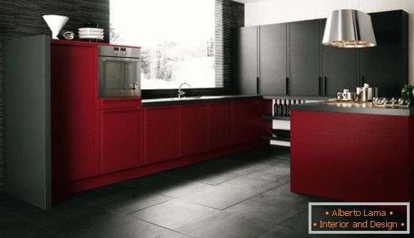 Црвена црна кујна Фото 29