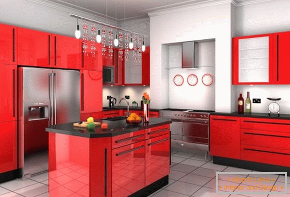 Црвена црна кујна дизајн слика 32
