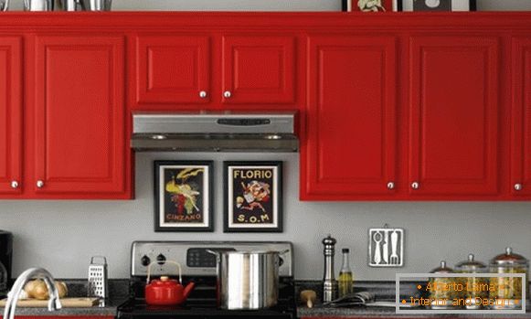Црвена сива кујна слика 36