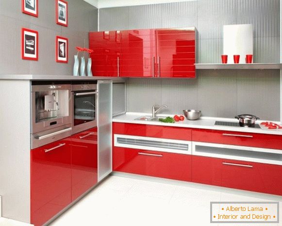 Црвена сива кујна слика 39