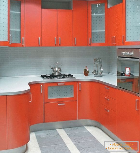 Црвена сива кујна слика 41