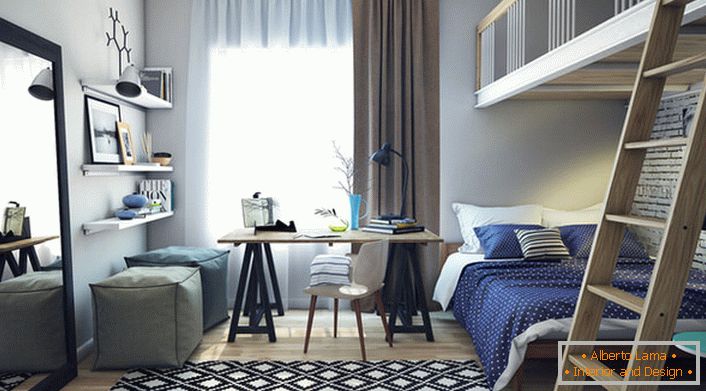 Спална соба во стиллофт для креативного, творческого человека, который ценит свою индивидуальность. 